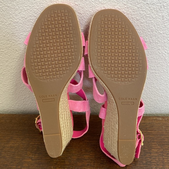 Cole Haan Crystal Wedge Sandals Pink Suede NWOT Size 8 - Picture 8 of 10